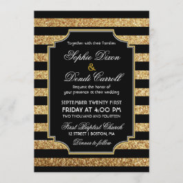 Invitación a la boda del Purpurina de oro Art Deco