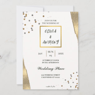 Invitación a la boda del purpurina de oro blanco d
