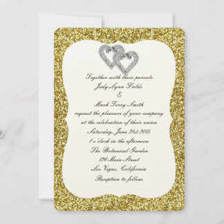 Invitación a la boda del Purpurina de oro Diamond