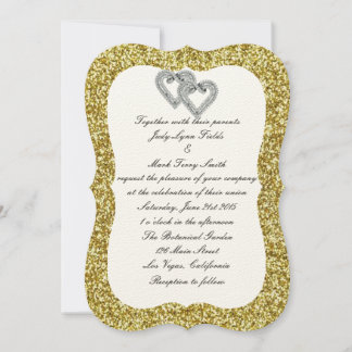 Invitación a la boda del Purpurina de oro Diamond
