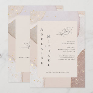 Invitación a la boda del Purpurina de oro Ivory Ag