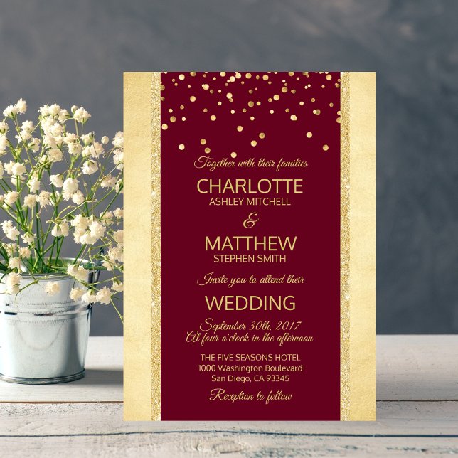 Invitación a la boda del Purpurina del Relieve met (Subido por el creador)