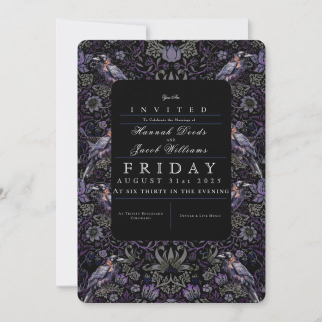 Invitación a la boda del Raven Gótico William Morr (Anverso)