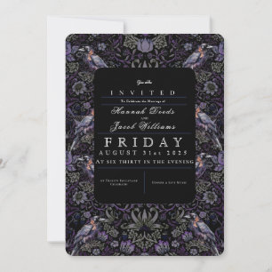 Invitación a la boda del Raven Gótico William Morr