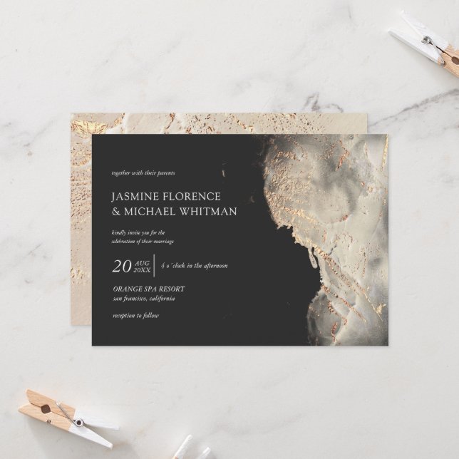 Invitación a la boda del Relieve metalizado de la  (Anverso/Reverso In Situ)