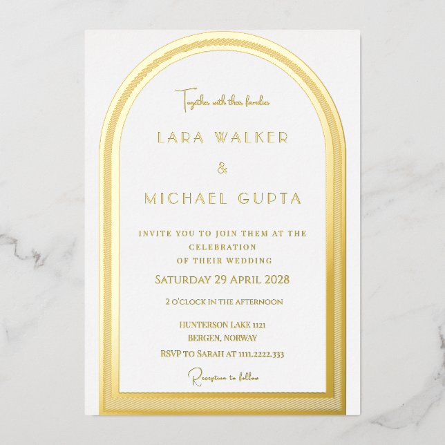 Invitación a la boda del Relieve metalizado del Ar (Anverso)