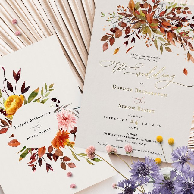 Invitación a la boda del Relieve metalizado dorado (Subido por el creador)