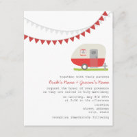 Invitación a la boda del remolque rojo retro