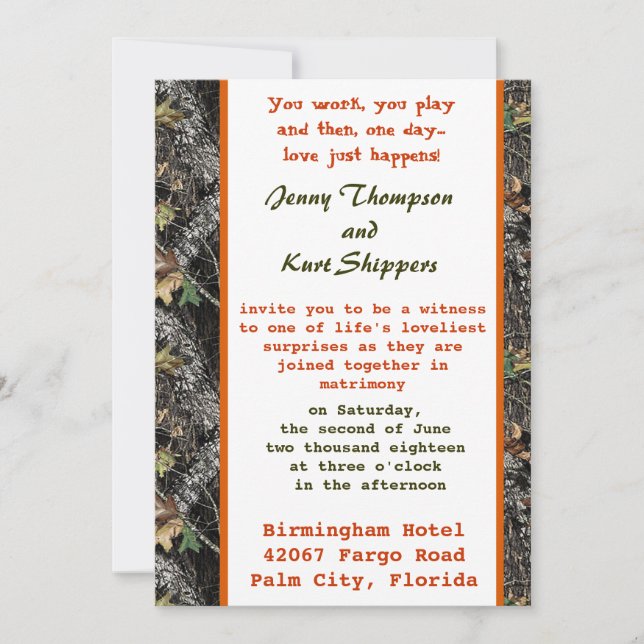 Invitación a la boda del roble de Moss (Anverso)
