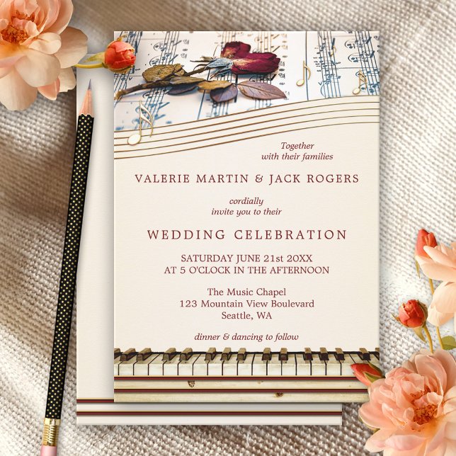 Invitación a la boda del Rosa de música clásica ro (Subido por el creador)