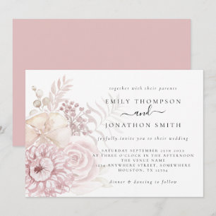 Invitación a la boda del Rosa Dusty Pink Florals