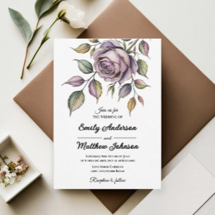Invitación a la boda del Rosa Golden Purple Design