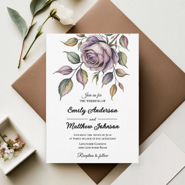 Invitación a la boda del Rosa Golden Purple Design (Subido por el creador)