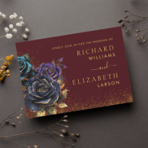 Invitación a la boda del Rosa gótico de Borgoña Pu