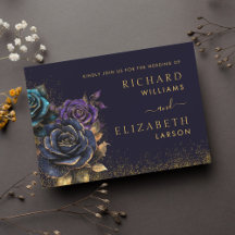 Invitación a la boda del Rosa gótico oscuro Purpur