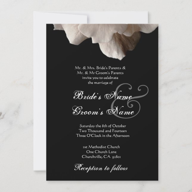 Invitación a la boda del Rosa negro y el ORO PALE (Anverso)