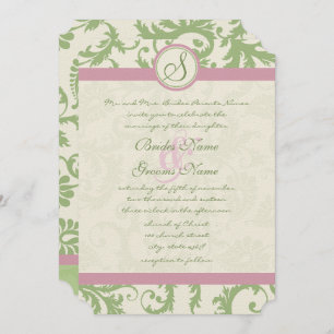 Invitación a la boda del Rosa Petal Damask de Pist