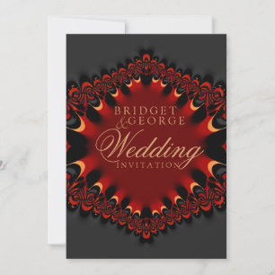 Invitación a la boda del satén gótico rojo + negro