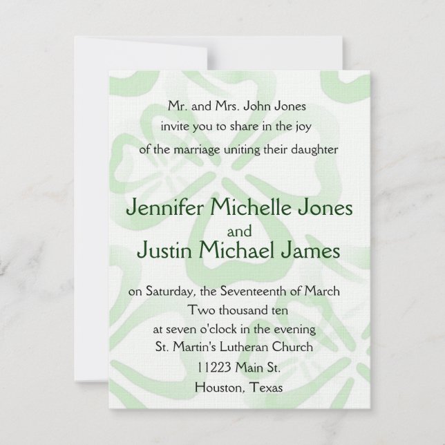 Invitación a la boda del Shamrock verde (Anverso)