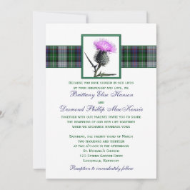 Invitación a la boda del silbato del tartán verde 