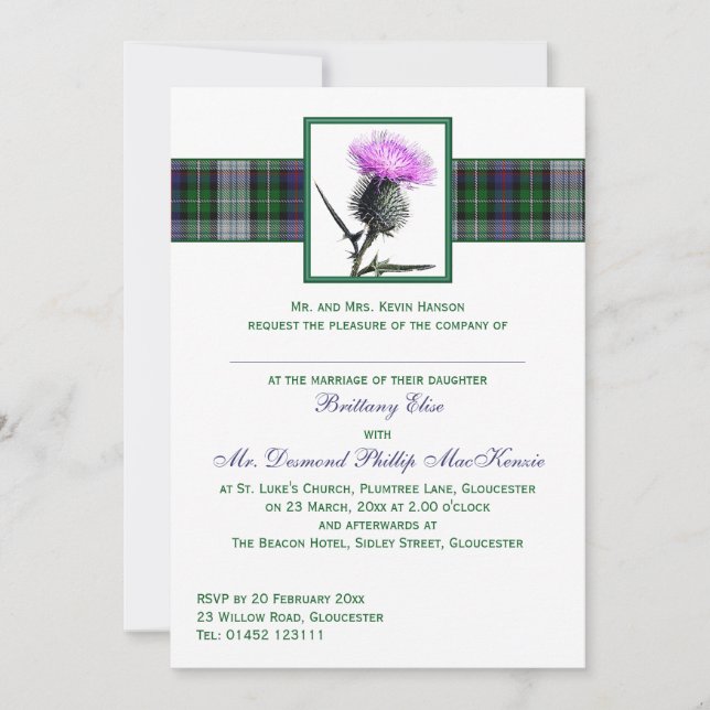 Invitación a la boda del silbido verde púrpura (Anverso)