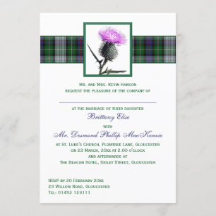 Invitación a la boda del silbido verde púrpura