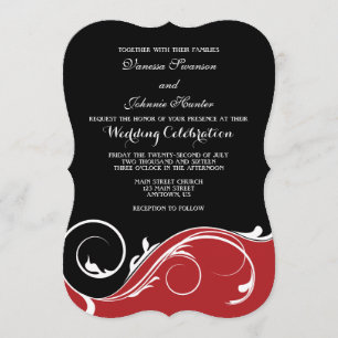 Invitación a la boda del soporte negro rojo