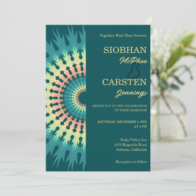 Invitación a la boda del suroeste de Mandala (Anverso de pie)