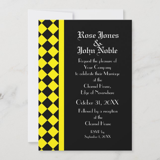 Invitación a la boda del tablero de ajedrez (amari (Anverso)
