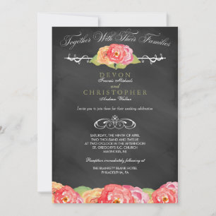Invitación a la boda del tablero de cartón floral 