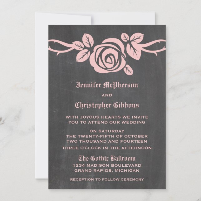 Invitación a la boda del tablero rosa rosa (Anverso)
