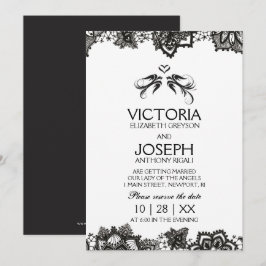 Invitación a la boda del tatuaje ~ Aves negras y e
