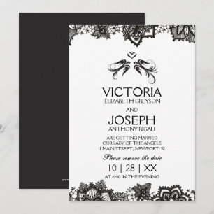 Invitación a la boda del tatuaje ~ Aves negras y e