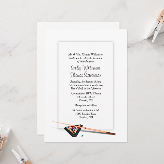 Invitación a la boda del tema Billiard (Anverso/Reverso In Situ)