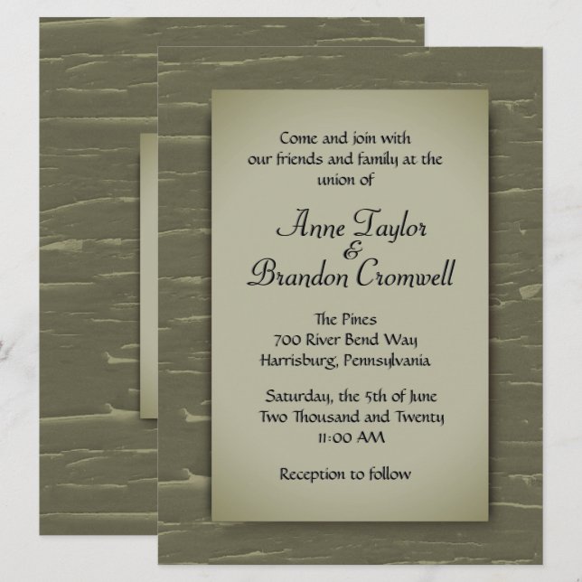 Invitación a la boda del tema de caza (Anverso / Reverso)