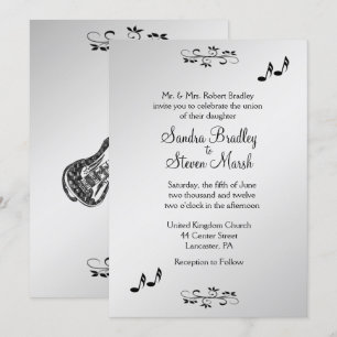 Invitación a la boda del tema de guitarra 5" x 7"