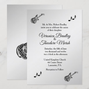 Invitación a la boda del tema de guitarra de 5,5"
