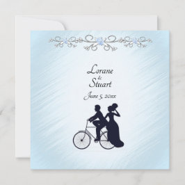 Invitación a la boda del tema de la bicicleta azul