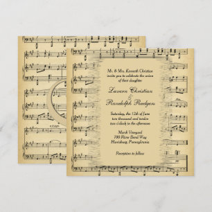 Invitación a la boda del tema de la música antigua