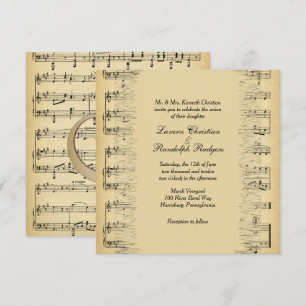 Invitación a la boda del tema de la música antigua