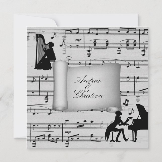Invitación a la boda del tema de la música clásica (Reverso)
