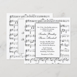 Invitación a la boda del tema de la música de la h