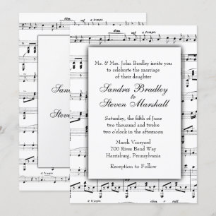 Invitación a la boda del tema de la música de la h