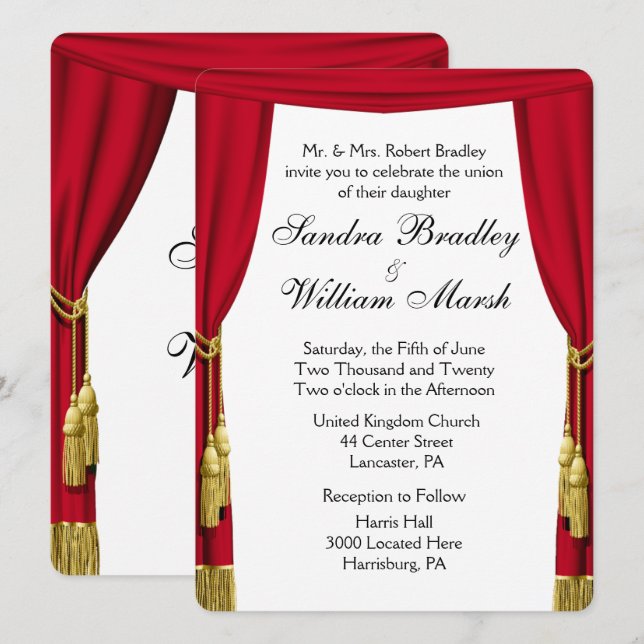 Invitación a la boda del tema de la película (Anverso / Reverso)