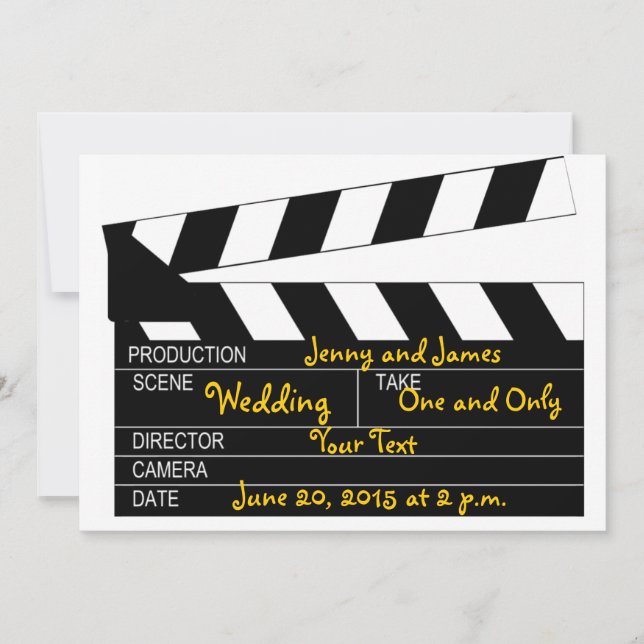 Invitación a la boda del tema de la película blanc (Anverso)