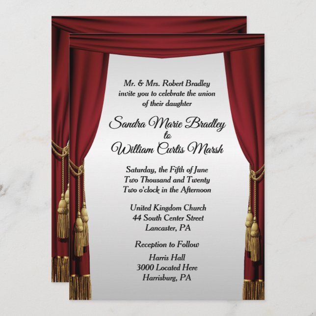 Invitación a la boda del tema de la película de pa (Anverso / Reverso)
