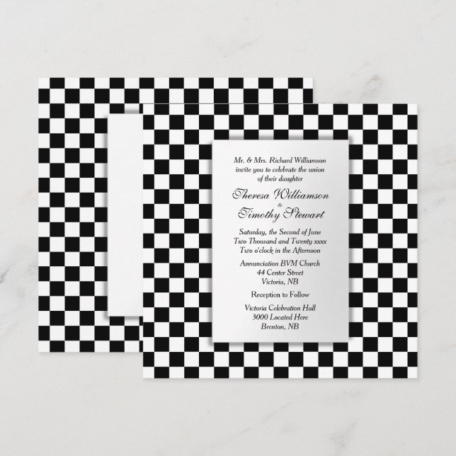Invitación a la boda del tema de Race Car (Anverso / Reverso)