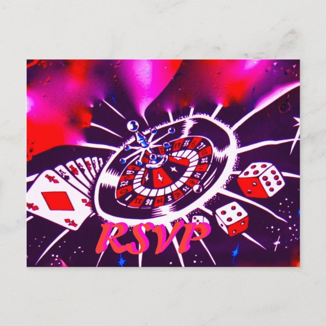 Invitación a la boda del tema del Casino RSVP (Anverso)