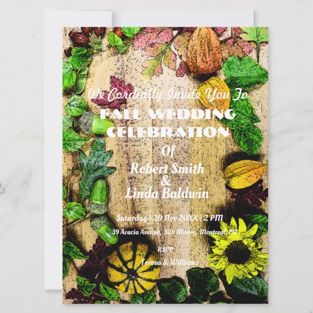 Invitación a la boda del tema del otoño (Anverso)