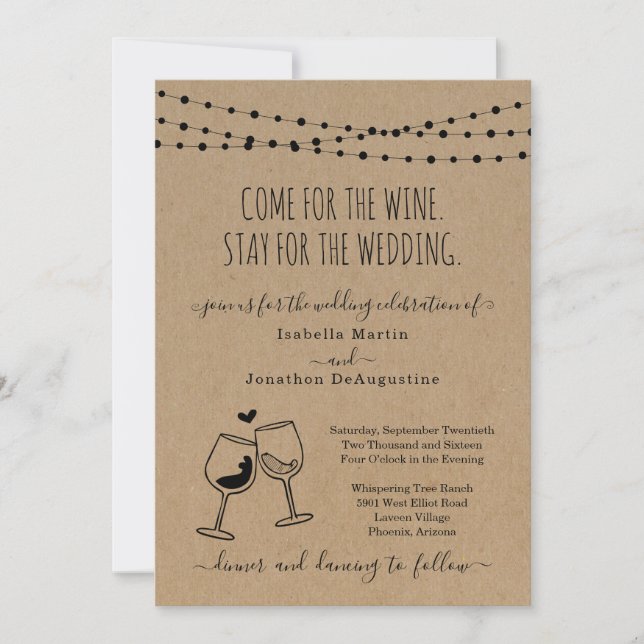 Invitación a la boda del tema del vino divertido (Anverso)